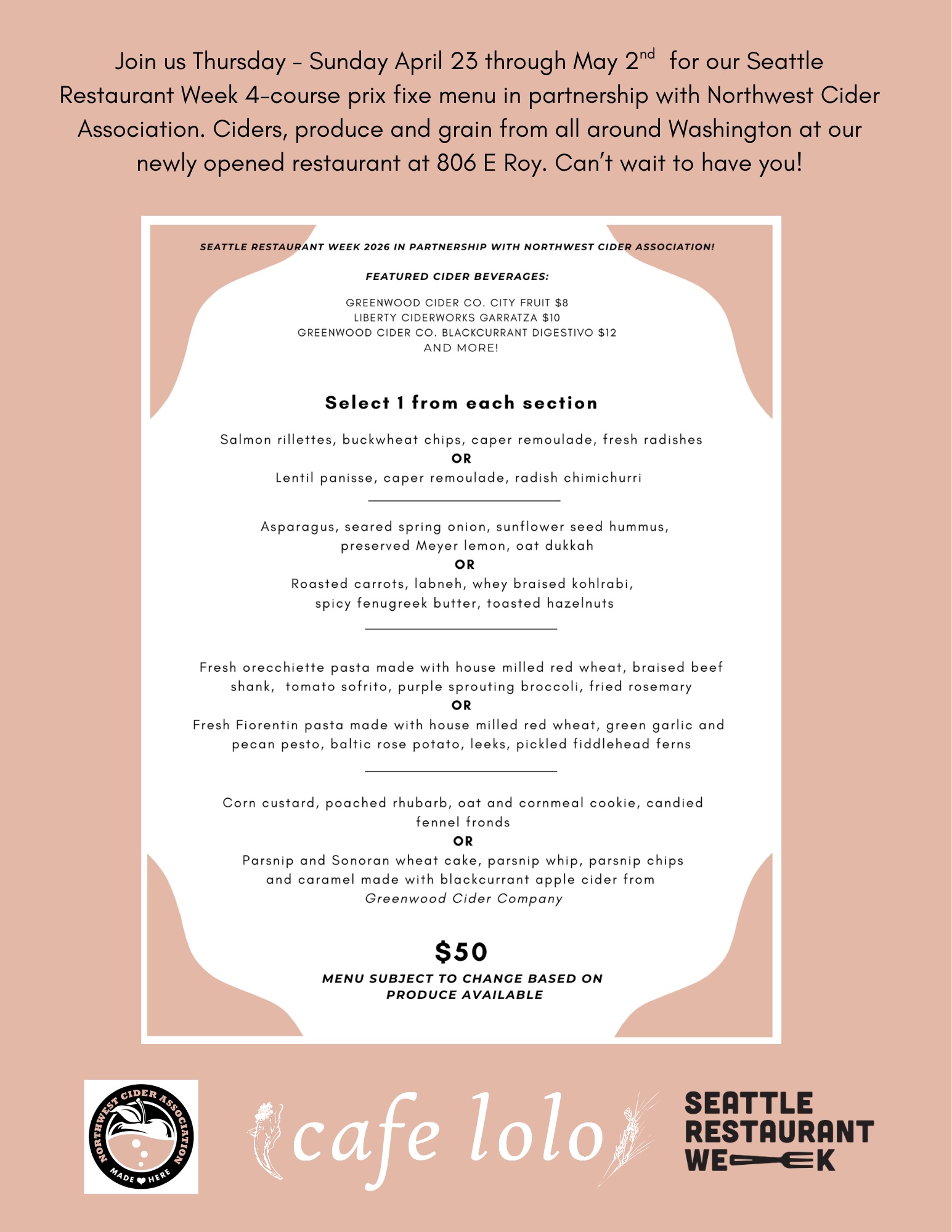 restaurant week menu
